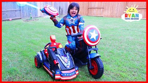 Product titleride on toy, 3 wheel motorcycle trike for kids by he. Avengers Superhero Captain America Motorcycle Power Wheels ...
