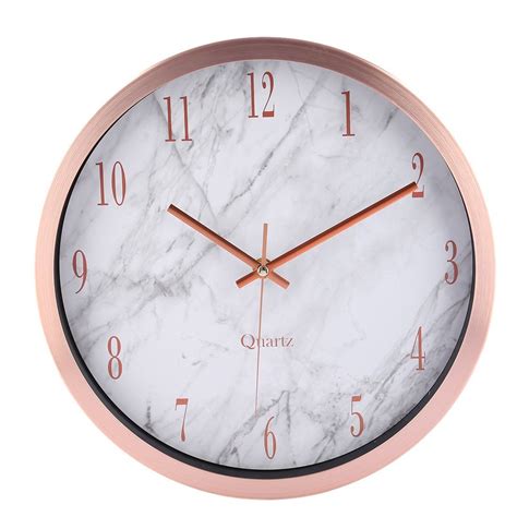 Stella white glass & rose gold chest of drawers | contemporary, on trend and super practical. Marble Texture Wall Clock, Foxom 12 Inch Modern Silent ...