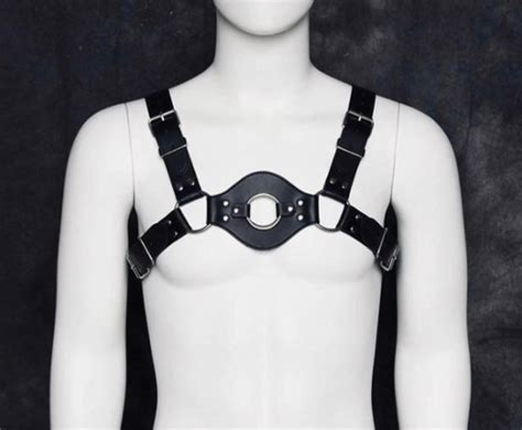 punk men leather chest harness belt etsy