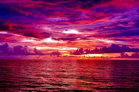 Fiery Sunset Horizon Colors Nature Sunset Clouds Hd Wallpaper