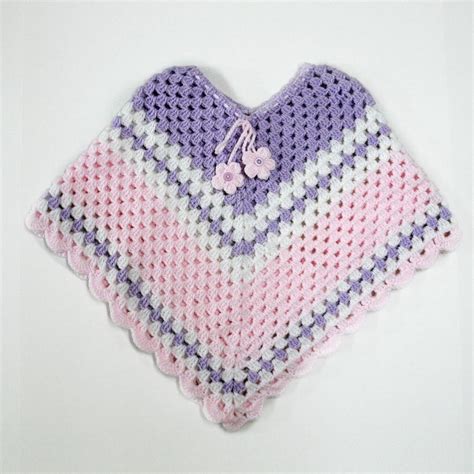 Best 12 Pink And Light Blue Crochet Kids Poncho Skillofkingcom