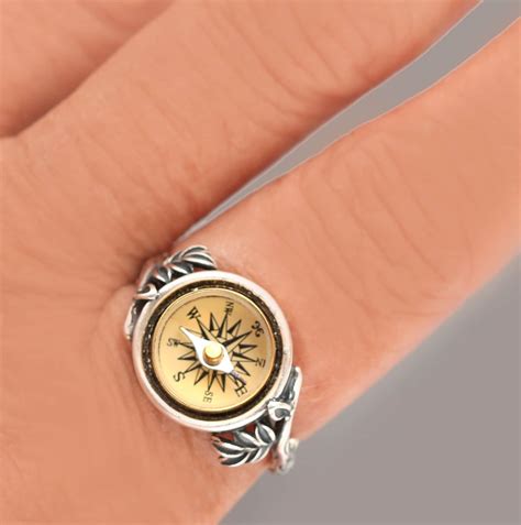 Working Compass Ring Sterling Silver Silver Twig Ring Etsy