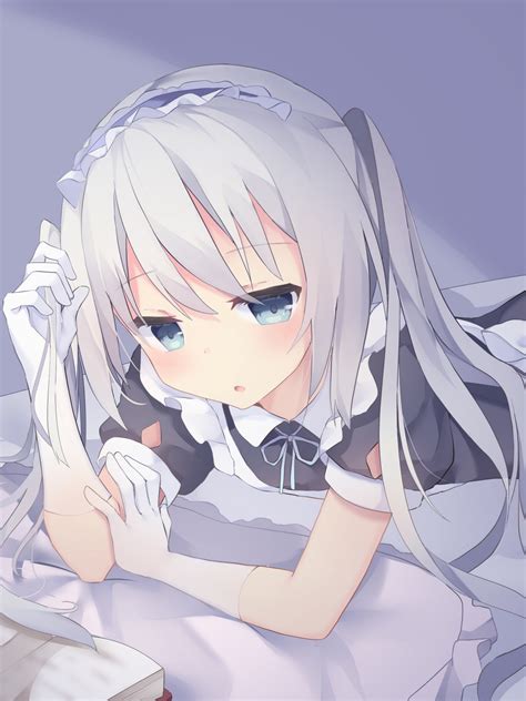 The romance of the white hair maiden. Download 1536x2048 Anime Girl, Lying Down, Loli, White ...