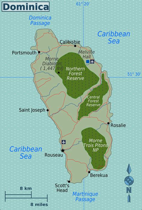 Map Of Dominica Travel Fun Roseau Dominica Dominica