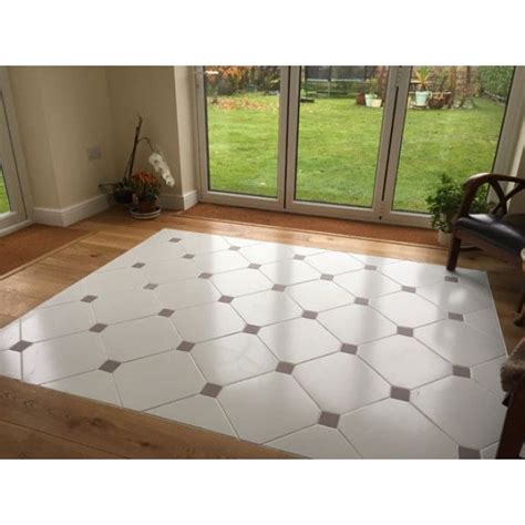 Classic Octagon White 316x316 And Black Taco Tile Floor Octagon Tile