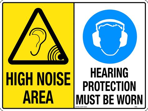 High Noise Areahearing Protection Must Be Worn Caution Signs Uss