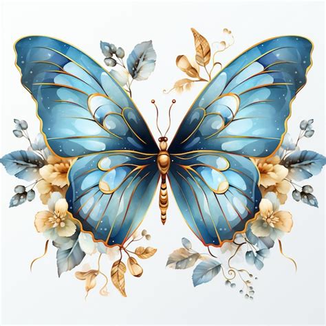 Premium Ai Image A Painting Of A Butterfly With Gold And Blue Colors