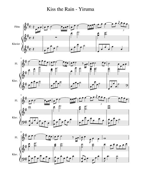 Savesave kiss the rain piano sheet music for later. Kiss the Rain - Yiruma Sheet music for Flute, Piano | Download free in PDF or MIDI | Musescore.com