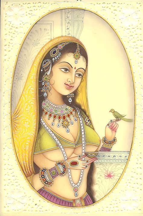 Indian Miniature Painting Mughal Princess Handmade Watercolor Mogul Portrait Art Portrait Art