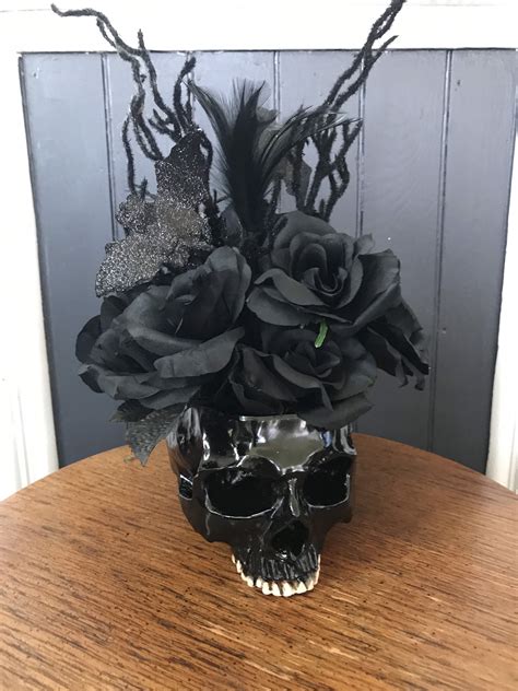 Gothic Skull Centerpiece Skull Floral Goth Skull Flower Pot Etsy