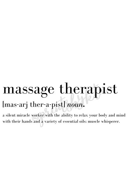 Massage Therapist Definition Print Beauty Salon Work Etsy