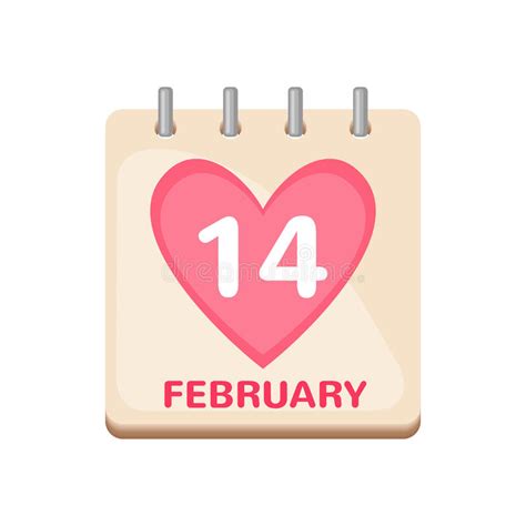 Calendar Icon 14 February Valentine`s Day Stock Vector Illustration
