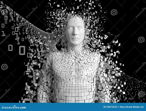 3d Human Made Of Binary Code And Pieces Stock Image Image Of Control