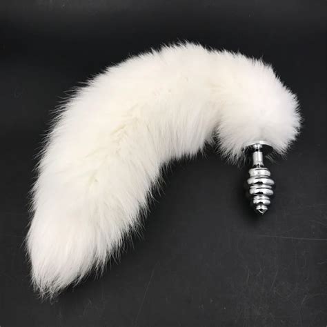 Buy Stainless Steel Anal Plug Tails Anus Beads Butt Plug White Big Coarse Tail