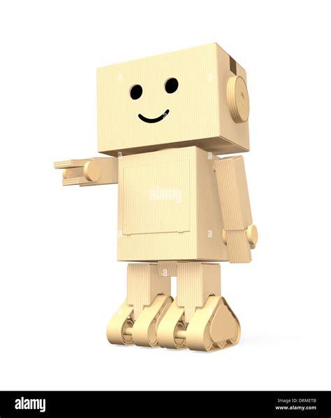 Cute Cardboard Robot On White Background Stock Photo Alamy