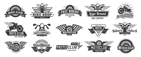Biker Club Emblems Retro Motorcycle Rider Badges Moto Sports Emblem And