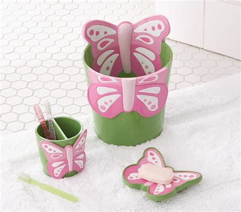 Lenox butterfly meadow shower curtain and bath accessories. Butterfly Bathroom Accessories | Pottery Barn Kids