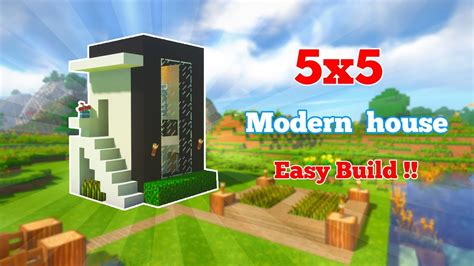 Minecraft 5x5 Modern House 5 Minute Build Youtube