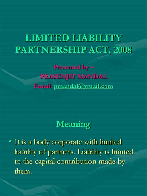Revocation of continuing guarantee by change in firm part iv.a to z of limited liability partnership a. Limited Liability Partnership Act, 2008 | Limited ...