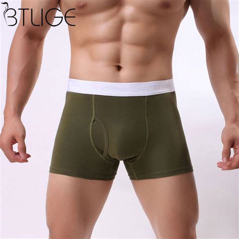 Solid Underwear Men Cotton Boxer Underpants Breathable Underpants Male