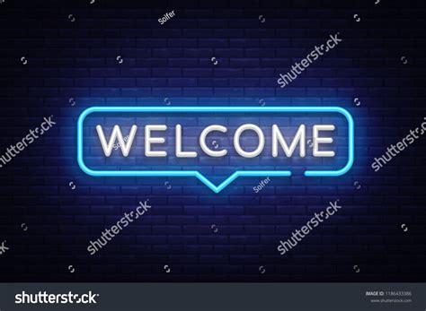 Welcome Neon Text Vector Welcome Neon Sign Design Template Modern