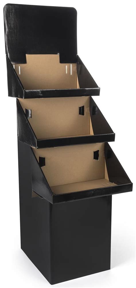 Cardboard Display For Floor 3 Tiers Removable Header Black