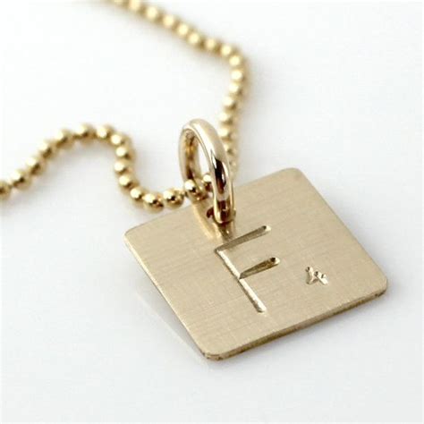 Scrabble Tile Inspired Necklace Hand Stamped And Personalized Gold