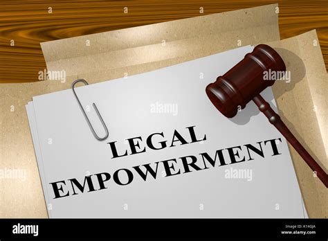 3D illustration of "LEGAL EMPOWERMENT" title on legal document Stock