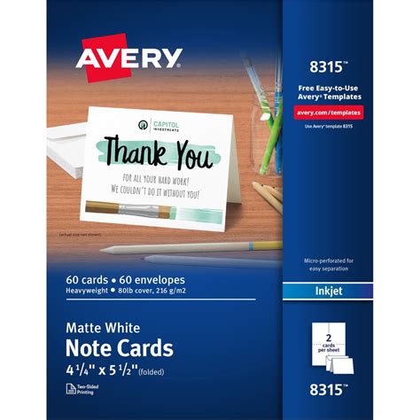 Avery 8315 Notegreeting Cards W Envelopes 5 12 X 4 14 60pack