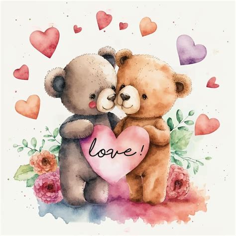 Premium Vector Lovely Teddy Bears Holding Heart Valentines Day