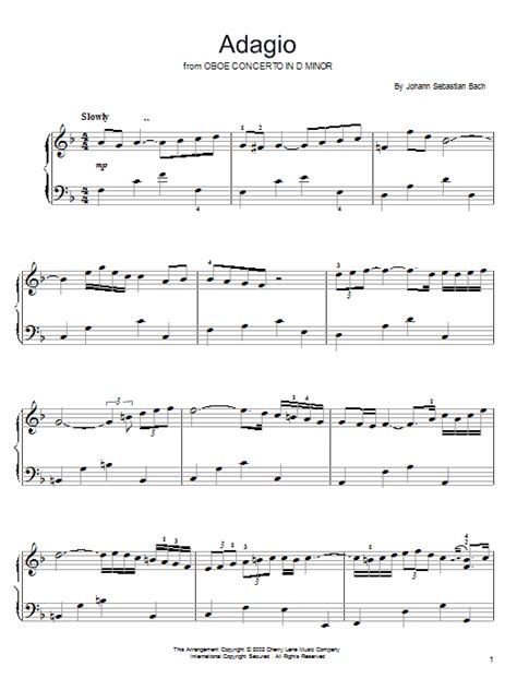 Play along in a heartbeat. Oboe Concerto In D Minor (Adagio) Sheet Music | Johann ...