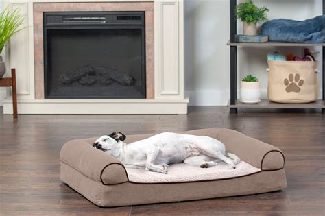 Sofa Dog Bed Faux Fleece And Chenilleorthopedic Foam Large Cream In