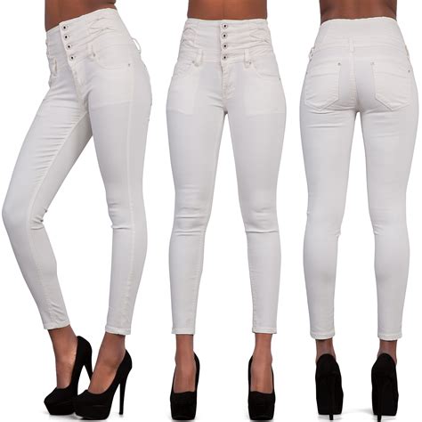 womens ladies sexy high waist skinny ripped jeans blue stretch denim size 6 16 ebay