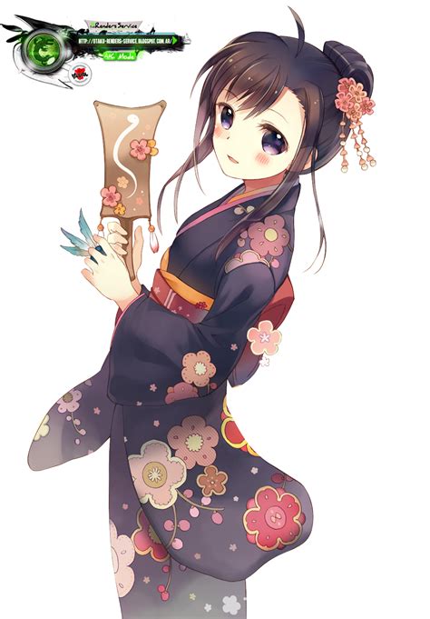 Black Kimono Girl Cute New Year Render Ors Anime Renders