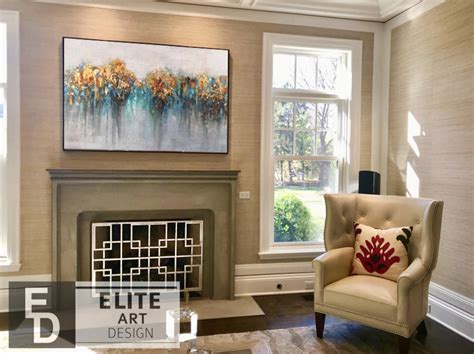 Large Framed Wall Art For Living Room Abstract Painting Gray Etsy