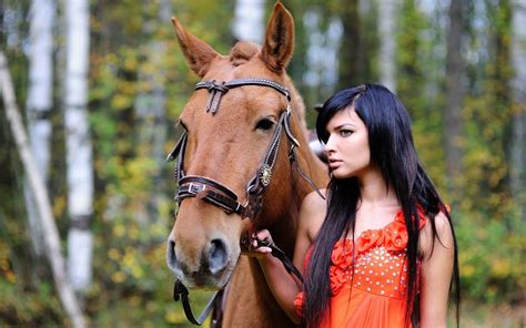 Women Outdoors Brunette Horse Hd Wallpapers Desktop And Mobile