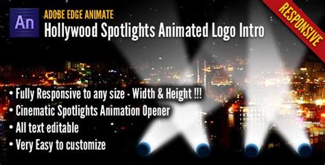 Hollywood Spotlights Animated Logo Intro By Pvillage Codecanyon