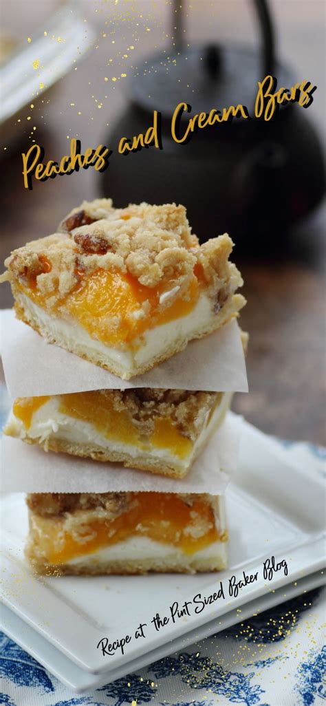 This Spring Enjoy These Peaches And Cream Cookie Bars Made With A Cookie Crust Easy Cream