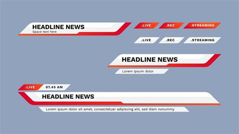 Lower Third Design Template Set Of Tv Banners And Bars For News And