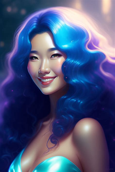 Lexica Smiling Curly Billowing Hair Fairly Wearing Blue