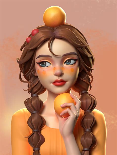 Artstation Orange Girl Sinmiting Xue 3d Character Animation 3d