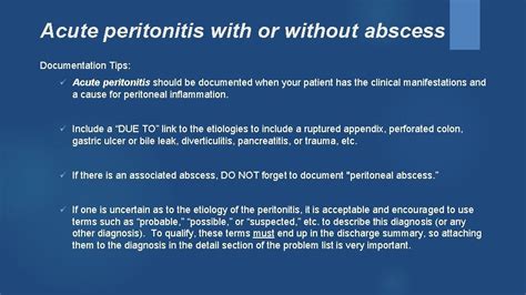 Acute Peritonitis With Or Without Abscess Definition Inflammation