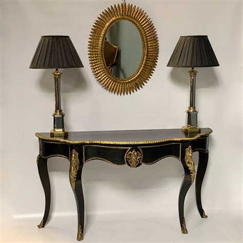 French Black Lacquered And Brass Mounted Console Table 695203