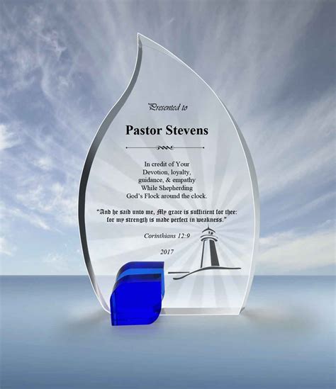 Pastor Appreciation T Blue Flame Crystal Plaque 005 Goodcount