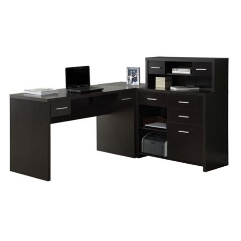View our wide selection of office desks with a hutch for a stunning look and all the storage you'll need in a desk! Hollow Core L Shaped Home Office Desk with Hutch in ...