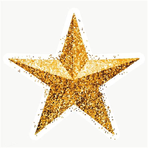 Glitter Gold Star Sticker With White Border Free Image By Rawpixel