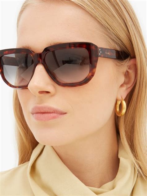 Tortoiseshell Effect D Frame Acetate Sunglasses Celine Eyewear