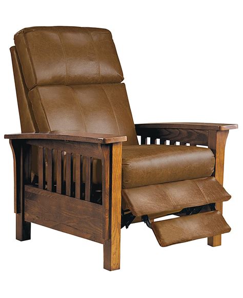 Choose from fabric or leather upholsteries and multiple hardwoods. Nicolas II Mission Style Leather Recliner Chair | Recliner ...