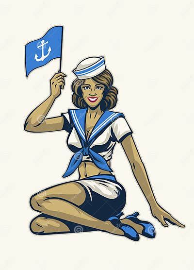 Vintage Sailor Pin Up Girl Stock Vector Illustration Of Justice 262327652