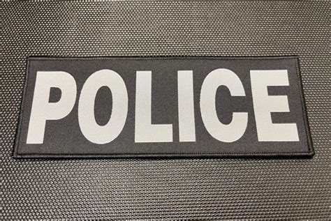 8 X 3 Woven Police Placard Patch Black And Gray Britkitusa